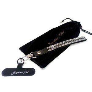 NWT JACQUELINE KENT Bling Cell Phone Wrist Strap - Black Diamond